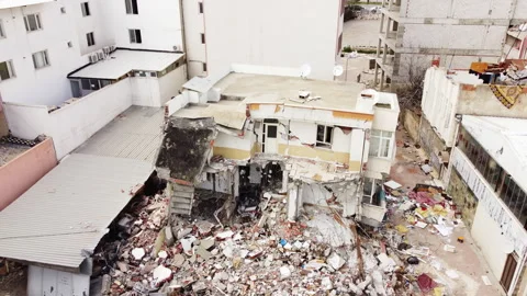 A half-damaged house in the earthquake Stock Footage 258094830