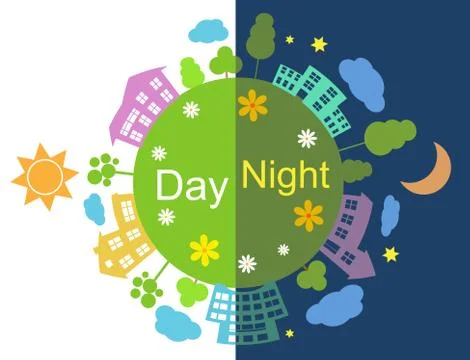 Half day half night Stock Illustration