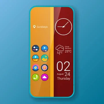 Half design themes user interface realistic smartphone Stock Illustration