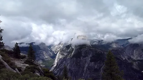 Half dome 2 clouds Stock Footage 12235839