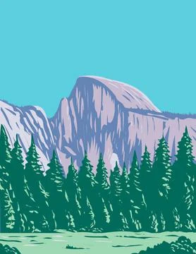The Half Dome at the Eastern End of Yosemite Valley in Yosemite National Park Ilustração Stock