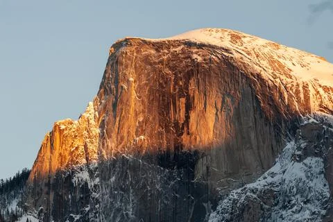Half dome illuminated by the setting sun Stock Photos