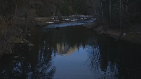 Half Dome Reflection in Stream in Yosemite Stock Footage 122400755