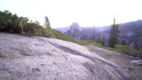 Half Dome Rock in Yosemite Park Tilt Up Shot Stock Footage 142312554
