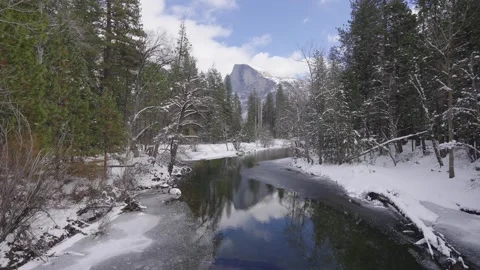 Half Dome seen from Sentinel Bridge Stock Footage 263853663