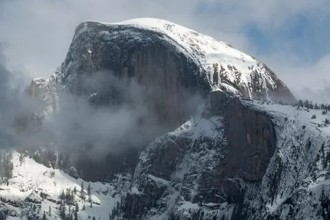 Half Dome with snow Stock Photos