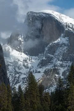 Half Dome with snow Stock Photos