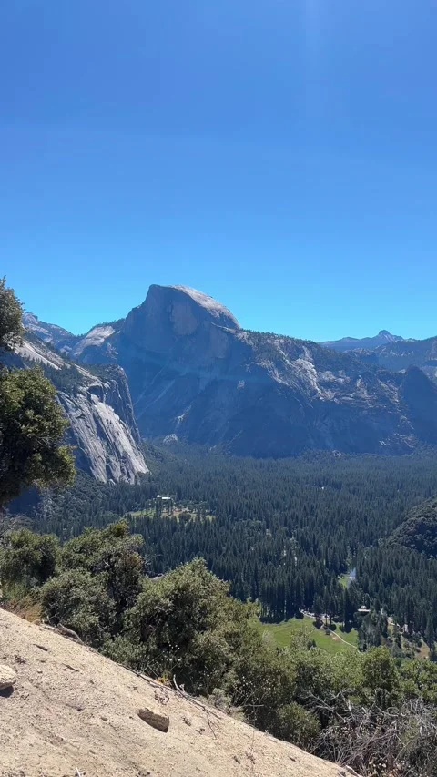 Half Dome View from Upper Yosemite Falls Trail Video stock 341899506