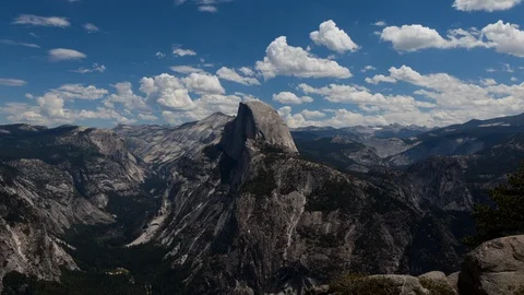 Half Dome, Yosemite, Fluffy Cloud, Timelapse Stock Footage 98761474