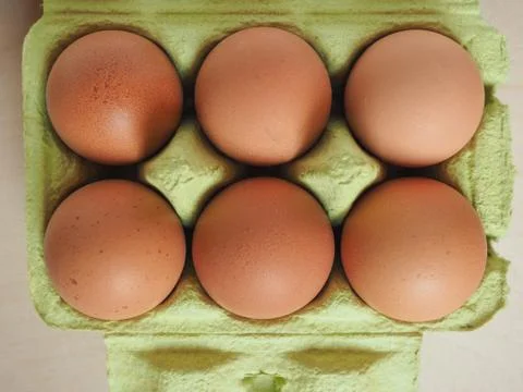 Half dozen eggs carton Stock Photos