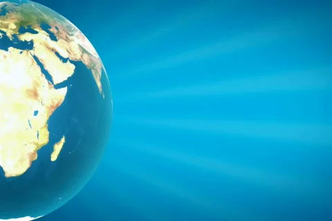 Half Earth with Blue Rays Loopable NTSC Stockbeeldmateriaal 703331