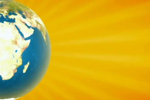 Half Earth Sun Rays Orange Loopable NTSC Stockbeeldmateriaal 703307