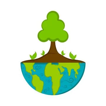 Half earth with a tree Stock Illustration