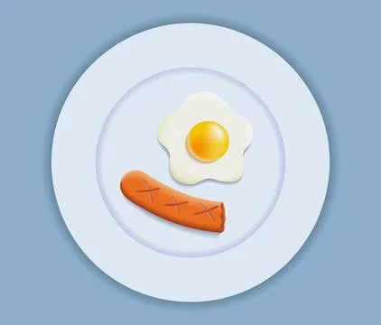 Half eaten breakfast on plate. Portion control and diet concept vector illu.. Stock Illustration