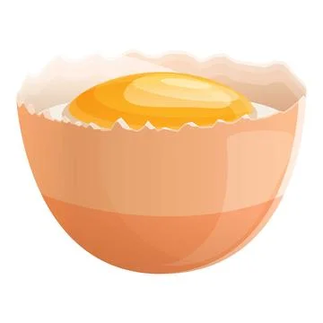 Half eggshell with yolk icon, cartoon style Stock Illustration
