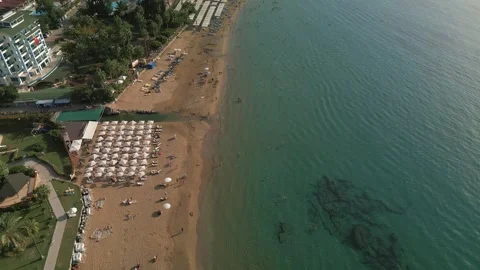 Half-empty beach in low season Video stock 256925206