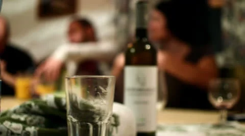 Half empty beer mug at party Stock Footage 24751007