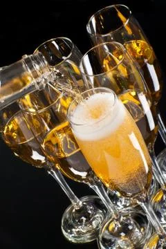Half empty glasses of champagne Foto stock