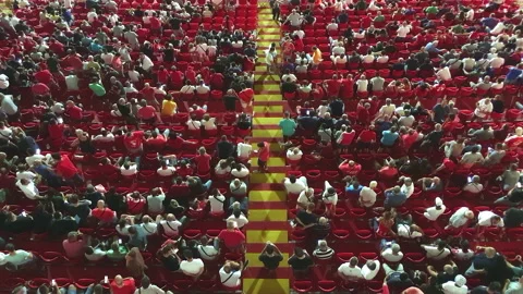Half-empty grandstand during half-time. Stock Footage 158747446