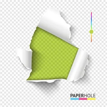 Half empty realistic torn violet paper hole on half transparent background for Stock Illustration