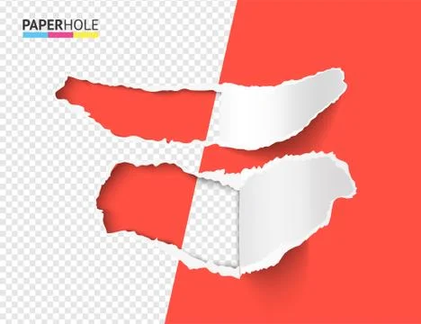 Half empty torn paper with rip edges of hole on a transparent background for Stock Illustration