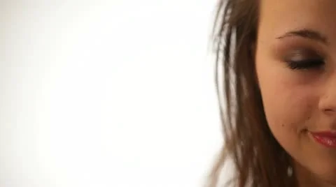 Half face of beautiful young smiling woman Stock Footage 11301707