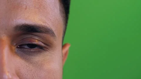 Half-face closeup - eye closeup, facial expression, facial features, Indian m... Stock Footage 251617314