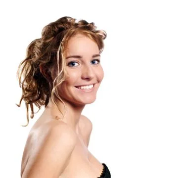 Half face. isolated on white Foto stock