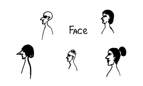 Half face silhouette Stock Illustration
