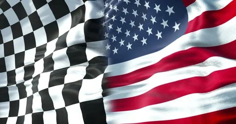 Half flags of checkered flag, end race and half united states of america usa Stock Footage 87927377