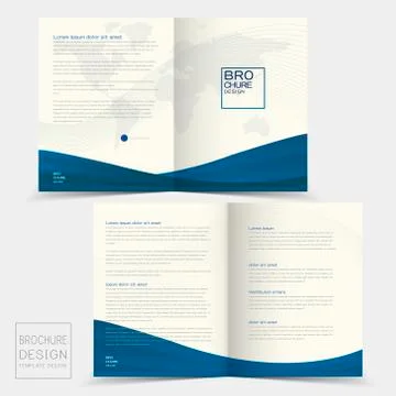 Half-fold brochure design templates with dynamic wave Stock Illustration