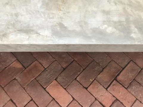 Half frame of cement board and brick floor Stock Photos