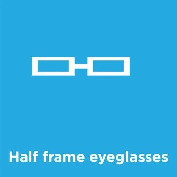 Half frame eyeglasses icon isolated on blue background Stock Illustration