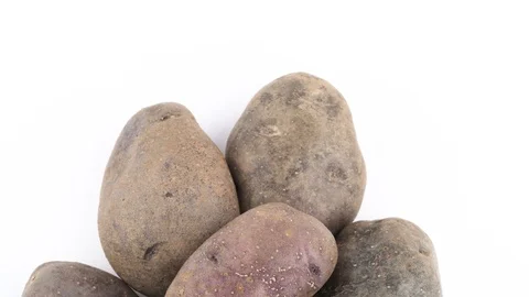 Half frame of violet potatoes. Slowly rotating on the turntable isolated  Stock Footage 96346540