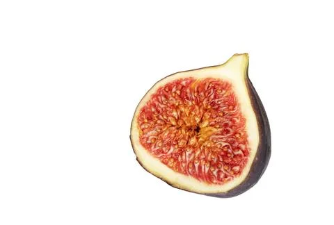 Half Fresh Black Fig Isolated on White Background Fotos Stock