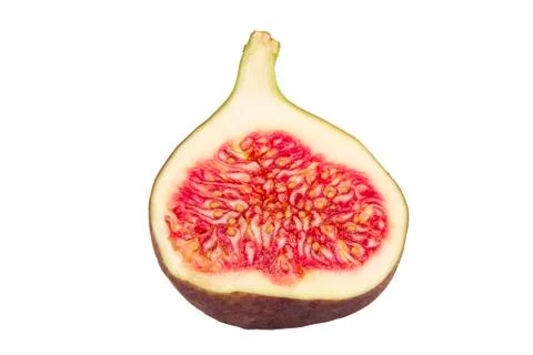 Half of fresh fig on a white background Stock Photos