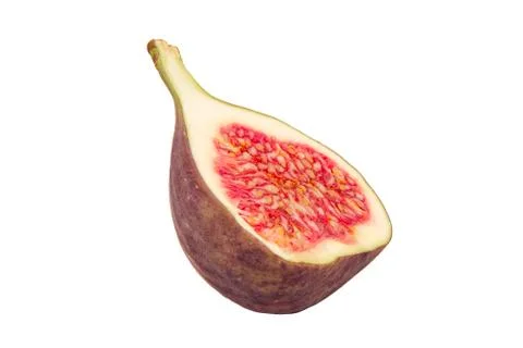 Half of fresh fig on a white background Stock Photos