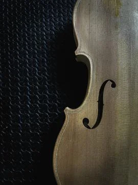 Half front side of Raw violin made from wood with F-hole,put on background, Stock Photos