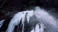 Half Frozen Waterfall Pov Overhead Slow Motion Stock Footage
