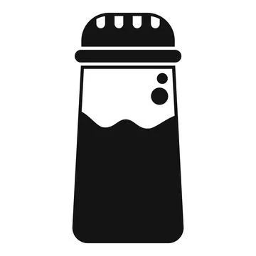 Half full salt shaker with domed lid, kitchen condiment dispenser icon Stock Illustration