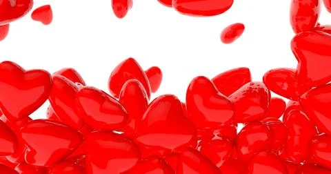 Half full screen of Glossy oblique hearts of the shape . Concept for Valentine's Stock Illustration