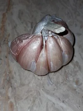 Half Garlic Top View Stock Photos