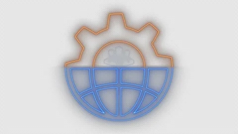 Half of gear and earth with group of human with circle inside. Stock Footage 274875232