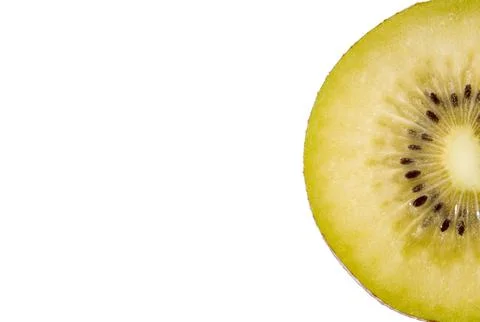Half Golden Kiwi Fruit Isolated on White with Copy Space Foto stock