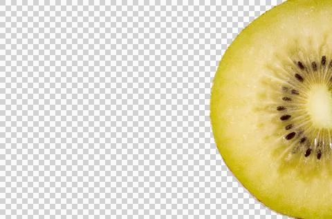 Half Golden Kiwi Fruit Isolated with Copy Space PNG Foto stock