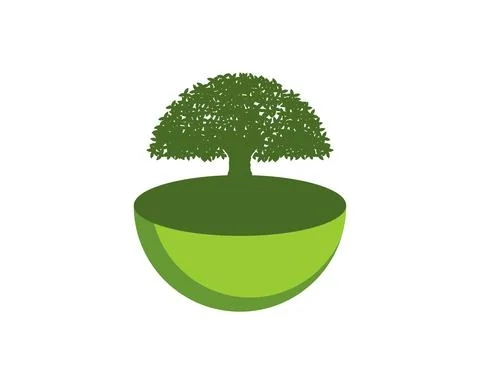 Half golf and field with oak tree on the top Stock Illustration