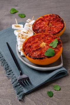 Half grapefruit grilled Stock Photos