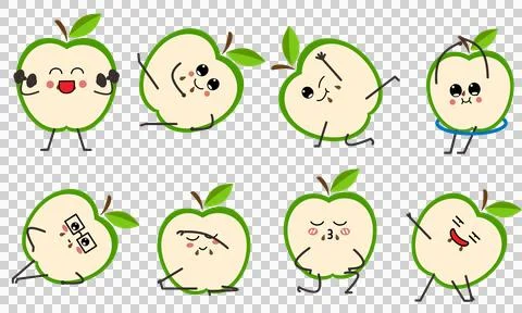 Half green apple workout 스톡 일러스트