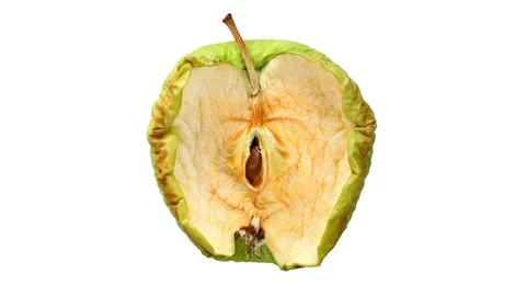 Half of green fresh apple quickly dried out, time lapse shot, isolated on white Stock Footage 106214168