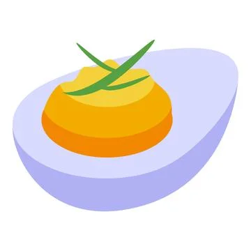 Half of a hard boiled egg filled with creamy yolk mixture and garnished with  Stock Illustration